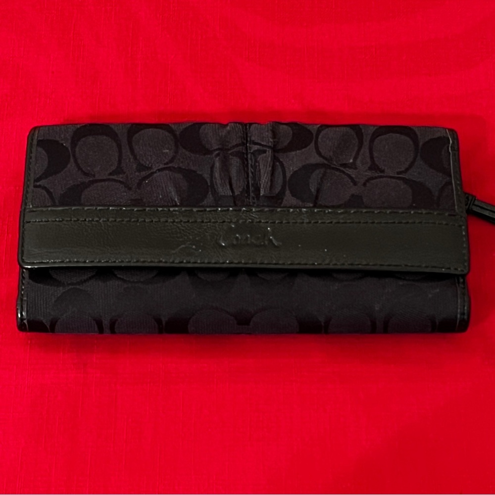 Coach Black Trifold Wallet with Checkbook